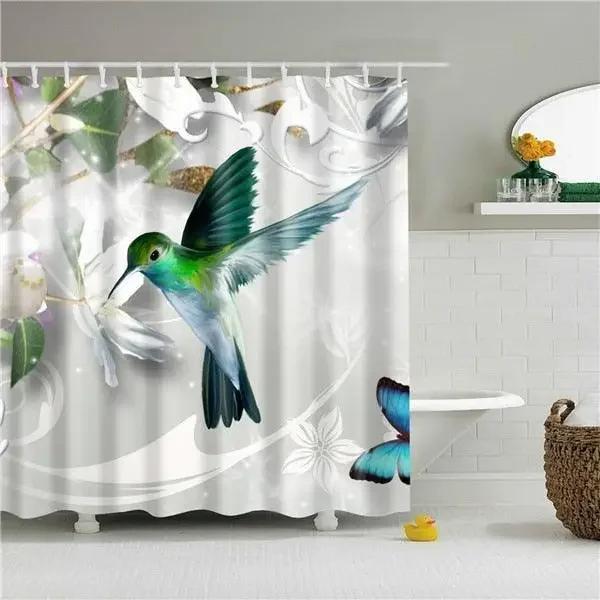 Chinese-style Printed Shower Curtain Waterproof Fabric Bathroom Plum Bossom Flowers Birds Plants  Bathtub Screen Home Decorate