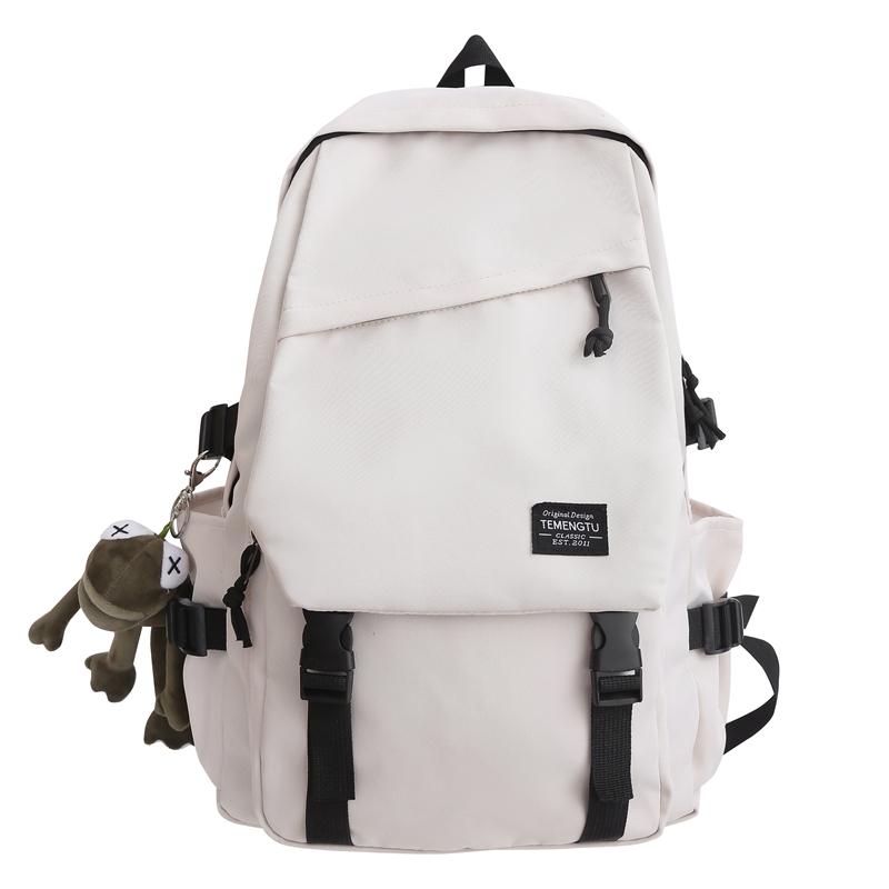 Male Solid Color Backpack Female Large Capacity Travel Backpack Junior High School Student Schoolbag