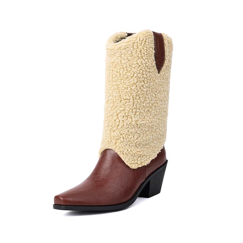 

Meotina Women Ankle Cowboy Boots Sqaure Toe Thick High Heels Western Boots Concise Cowgirl Short Boots Ladies Fashion Shoes Autumn Winter 46 39 вина червоного кольору