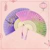 Tragbarer Fächer im chinesischen Stil, Handfächer aus Bambus, Requisiten für Tanzaufführungen, Antiker Faltfächer, Blumenmuster, Heimdekoration, Tanzfächer