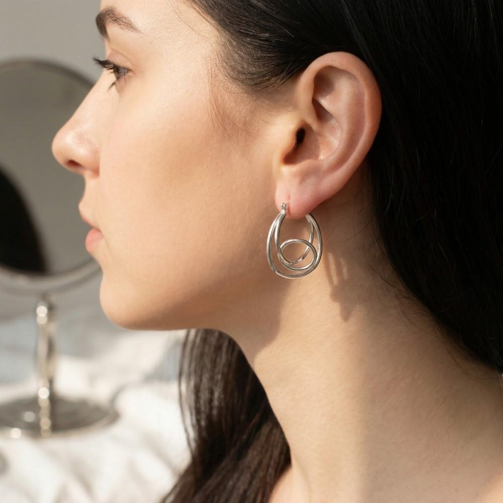 Double Layer Irregular Earrings Simple Personality Earrings Elegant Hoop Earrings  Party