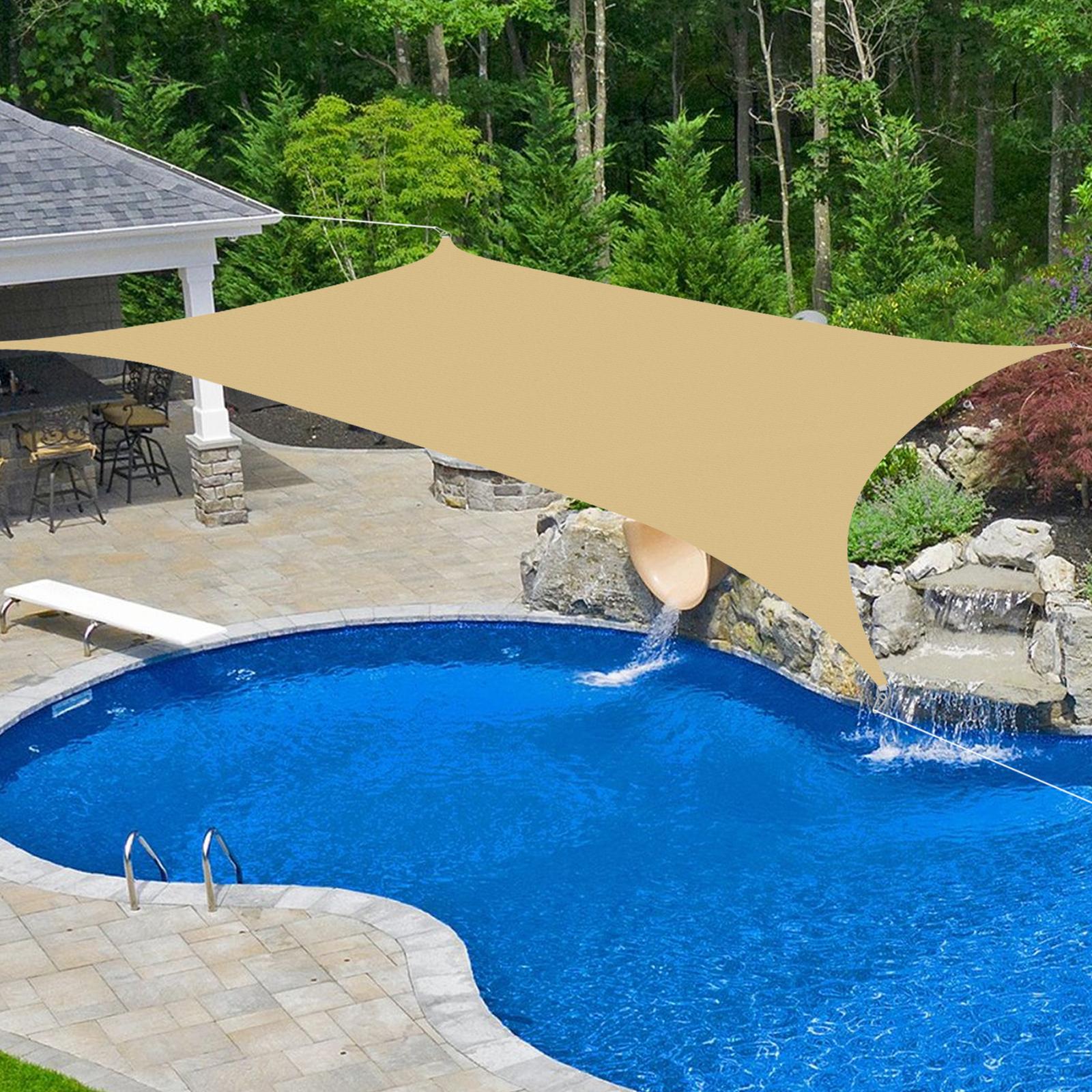 

Rectangle Sun Shade Sail 4x6 Meters, Beige HDPE Fabric, Easy Installation for Patio, Garden, Yard, Deck, and Poolside Cover жовтий