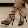 Summer Plus Size Women's Shoes Round Head Strappy Thin Heel Cross Strappy Sandals Women
