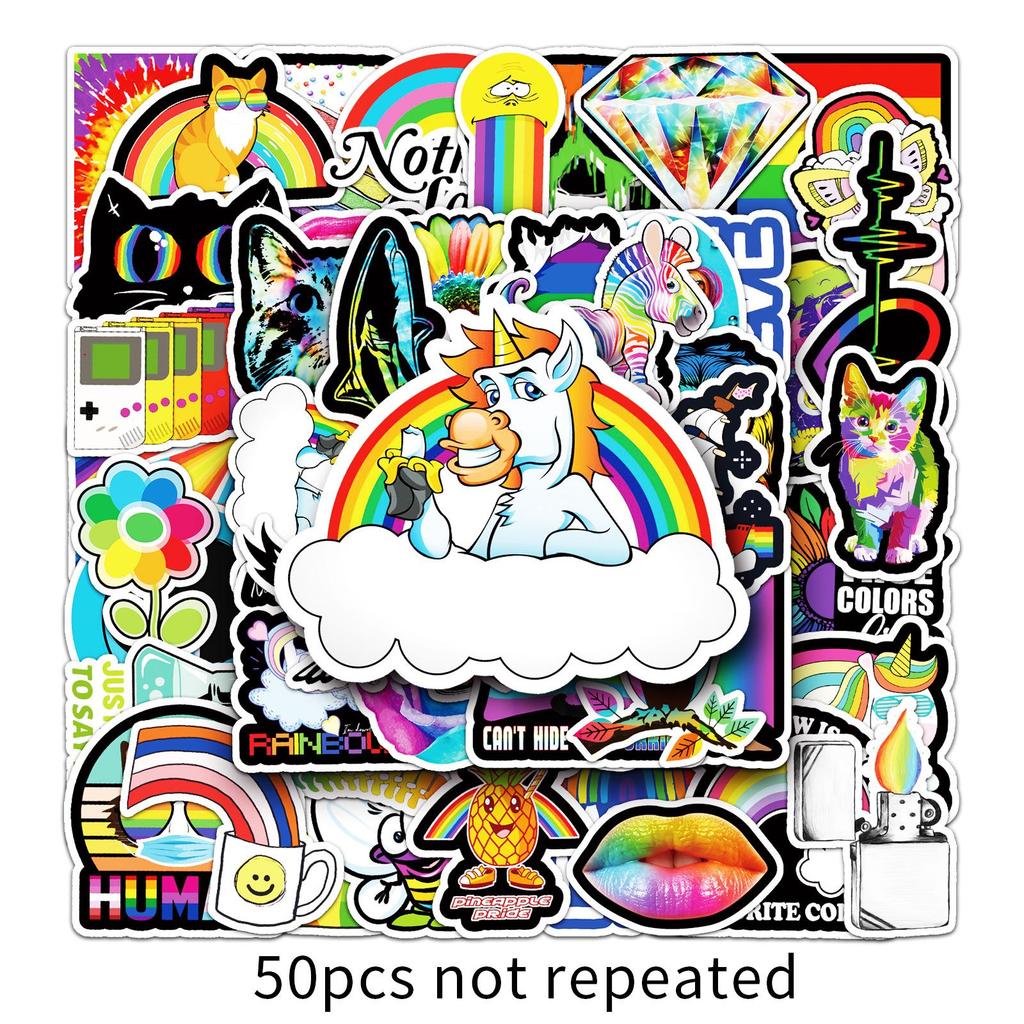 Cartoon Colored Waterproof Graffiti Stickers - 50 Sheets for Luggage, Laptop, and Car