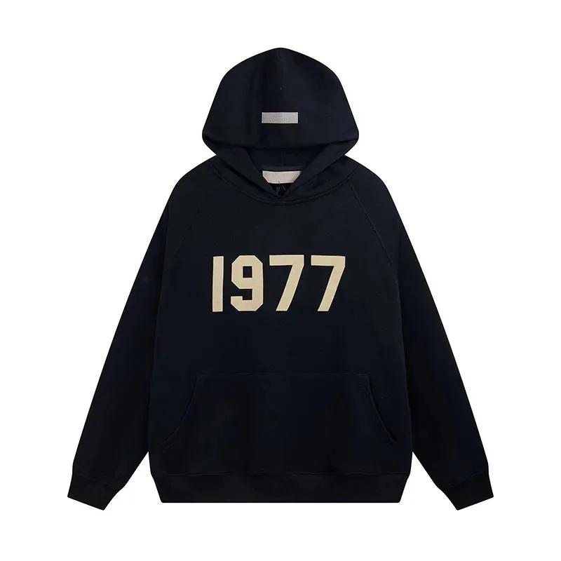 Bluza z kapturem 1977 High Street Pulower z nadrukiem literowym Płaszcz dla pary Jesień/Zima