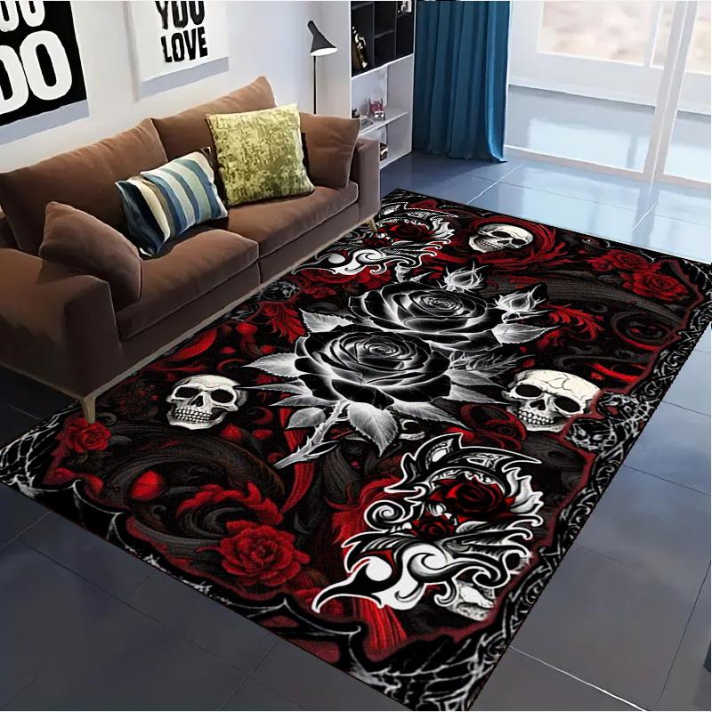 Gothic Skull Carpet Rug for Living Room Bedroom Home Sofa Decoration,Kids play Non-slip Floor Mat