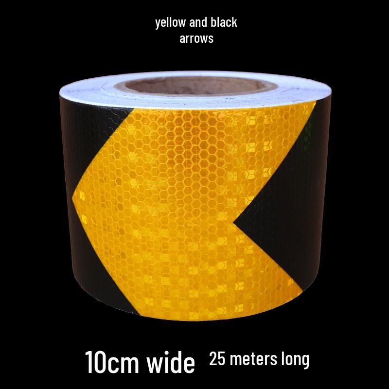 5cm Black Yellow Reflective Honeycomb Arrow Warning Tape Car Sticker