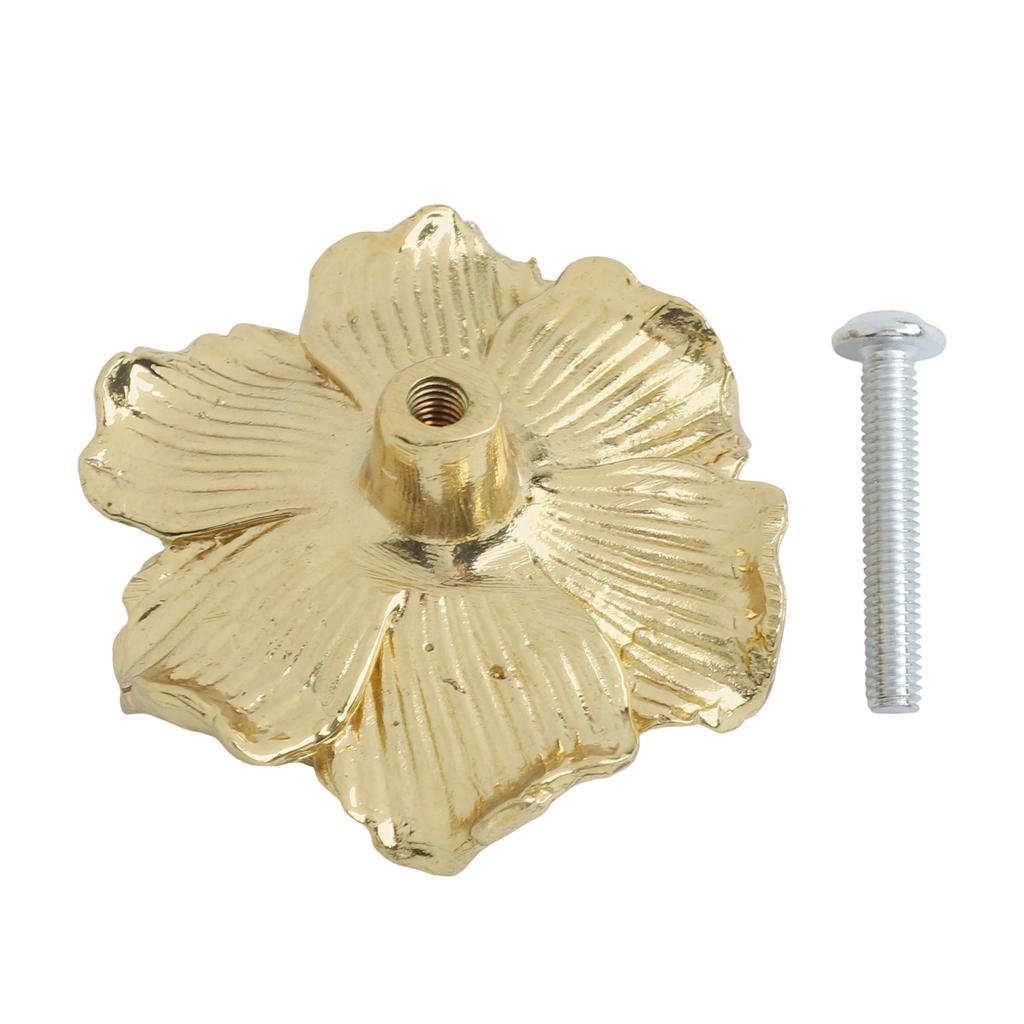 Furniture Upgrade 42*22mm Gold Floral Drawer Knobs Brass Cabinet Handles Sturdy Brass Material Versatile Drawer Knobs