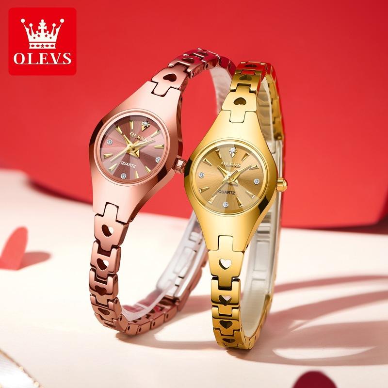 OLEVS Luxury Fashion Women's Watches Rose Tungsten Steel Elegant Brand Quartz Watch for Lady Beautiful Trend Original Wristwatch