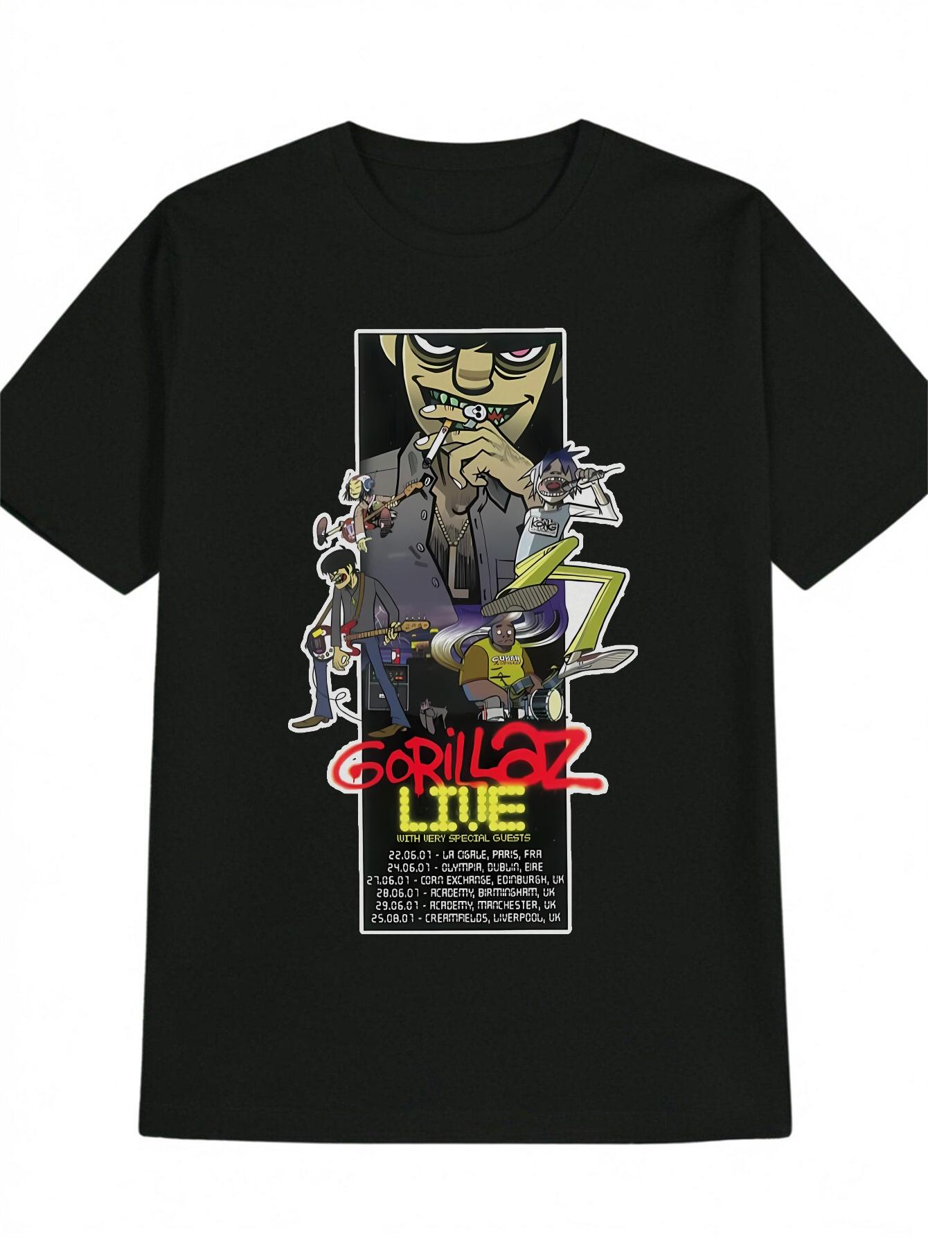 Casual Round Neck T-shirt with Extra Large Cartoon Character Print - Four Different Styles XXXXL