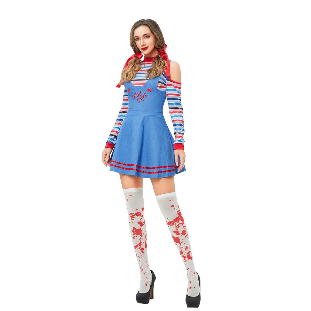 Circus Clown Female Costume Halloween Adult Costume Cos Horror Ghost Baby Maid Dress Revival Doll