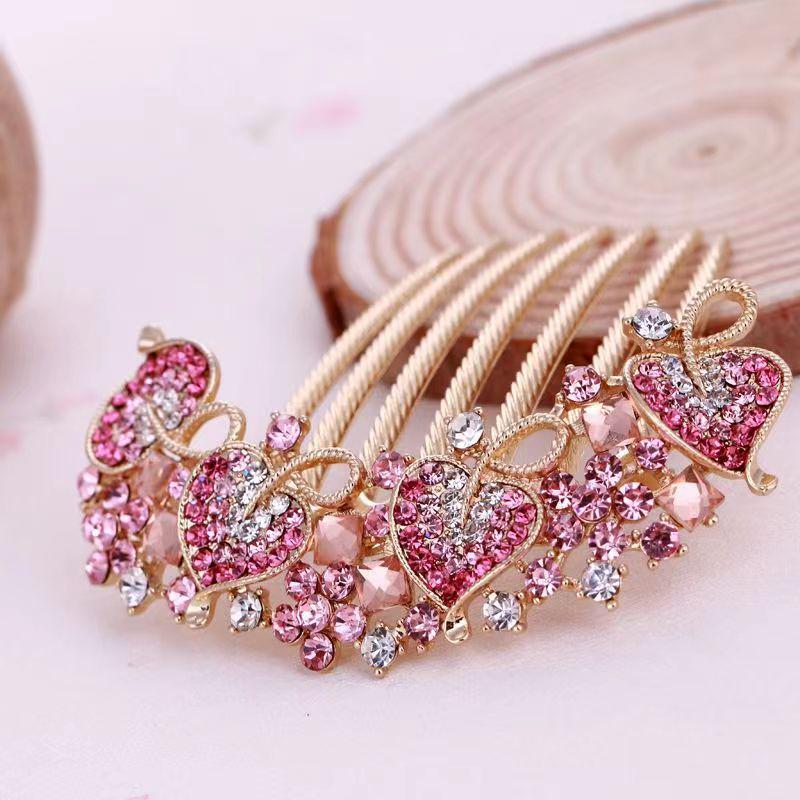 Μεταλλική Χτένα Μαλλιών με Επτά Δόντια και Στρας και Φουρκέτα - Κορεατικό Στυλ