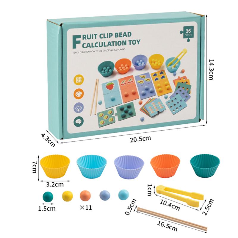 Wooden Digital Fruit Clip Beads Calculation Game for Children Arithmetic Thinking Concentration Training Educational Toys