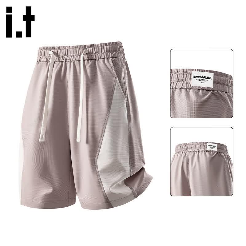 :CHOCOOLATEit Men s Color Block Ice Silk Loose Casual Shorts L