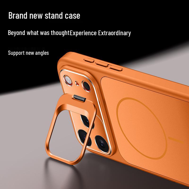 Orange magnetische Schutzhülle mit Objektivständer für Apple 17 Pro Max