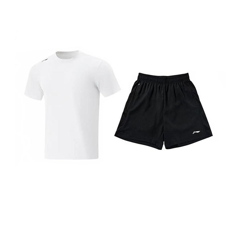 

Серия для тренировок Li Ning Однотонный Логотип Минималистичный Быстросохнущий Дышащий Пуловер с Круглым Вырезом Футболка с Коротким Рукавом Повседневный Спортивный Комплект ATSV597-1+YATV113-1 XXL