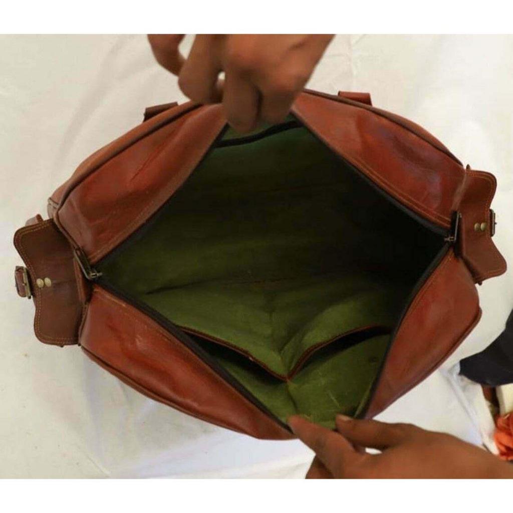 Bag Leather Duffel Travel Men Luggage Gym Vintage Genuine Weekend Overnight New"