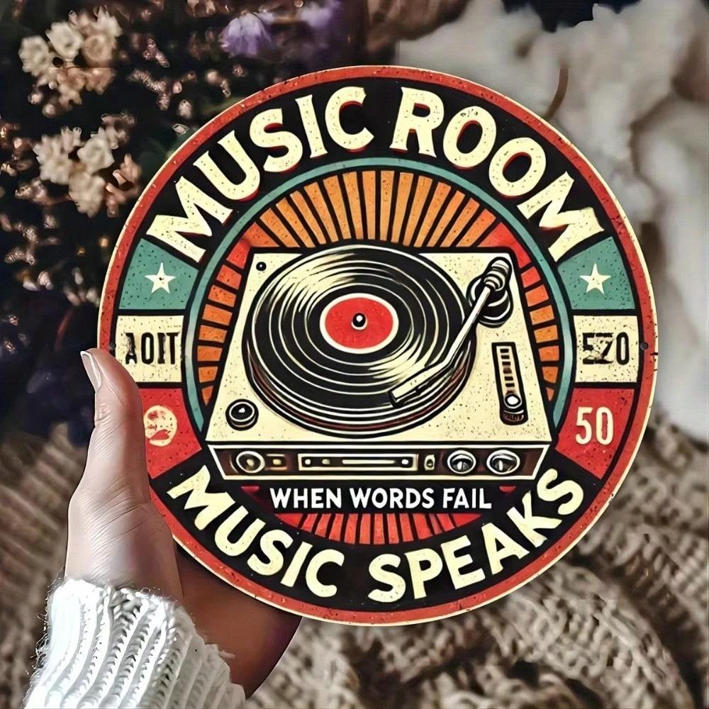 Vintage Metal Tin Sign Music Retro Gramophone Wall Art Decor Gift