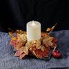 Fall Candle Ring 9.8Inch Maple Leaves Harvest Day Wreath Ring Holder Small Wreath Pillar Candle Holder for Home Party Decoration
