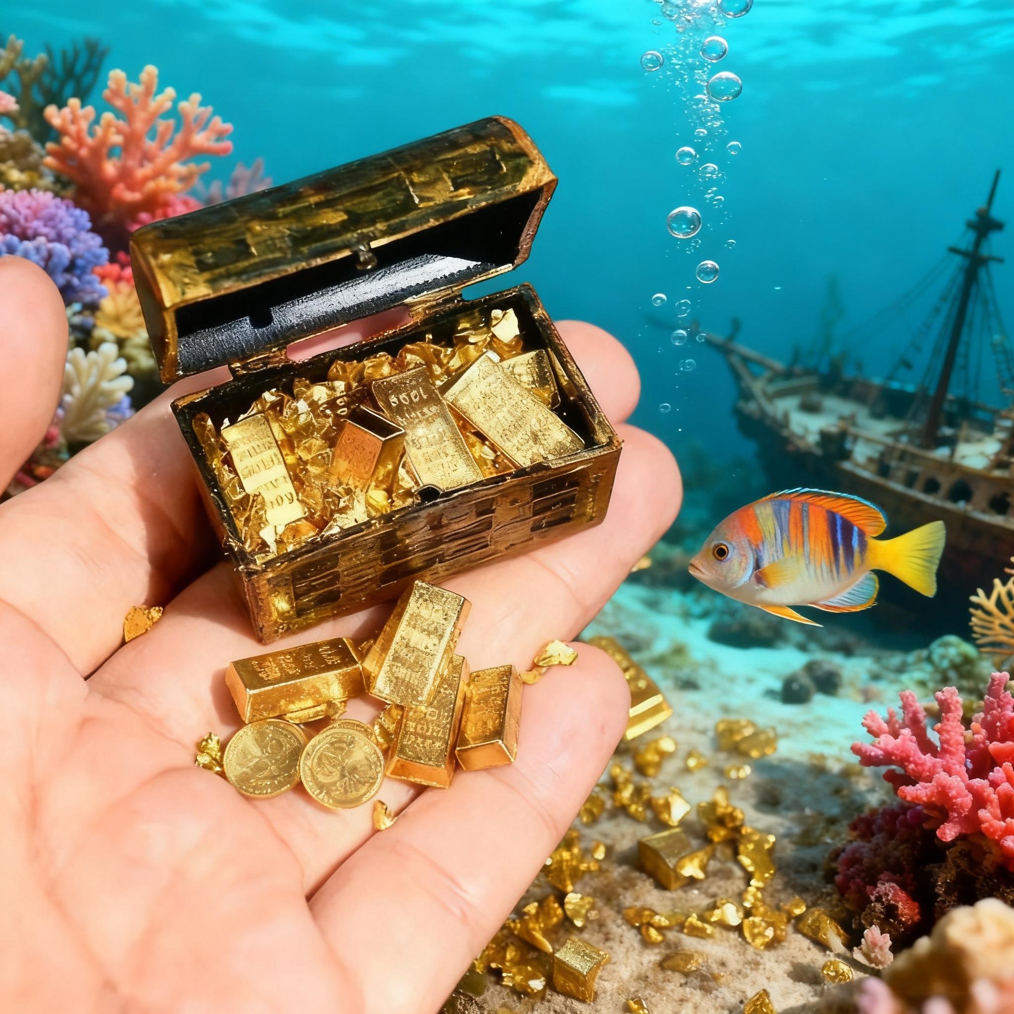 

1pcs Mini Pirate Treasure Chest Set 1 treasure chest and 10 simulated gold bars жёлтый