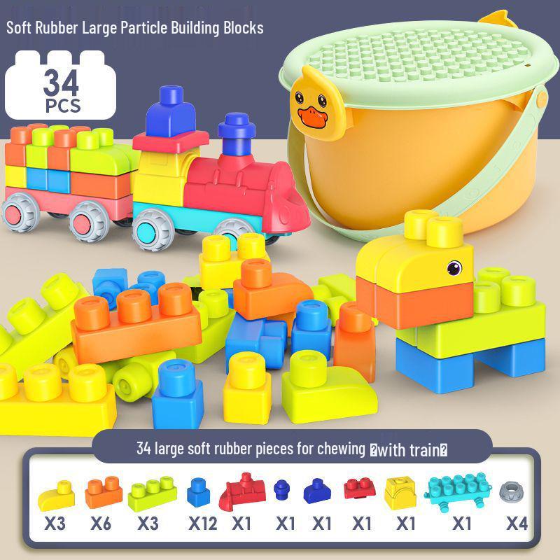 Large Soft Rubber Baby Building Blocks - Safe for 1-2 Year-Olds