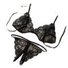Open crotch three-point two-piece set, sexy lace underwear, women's sexy passion thong, one-click delivery.