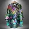 Vintage Mooie Bloemen Kunstprint Casual en Linnen Shirt