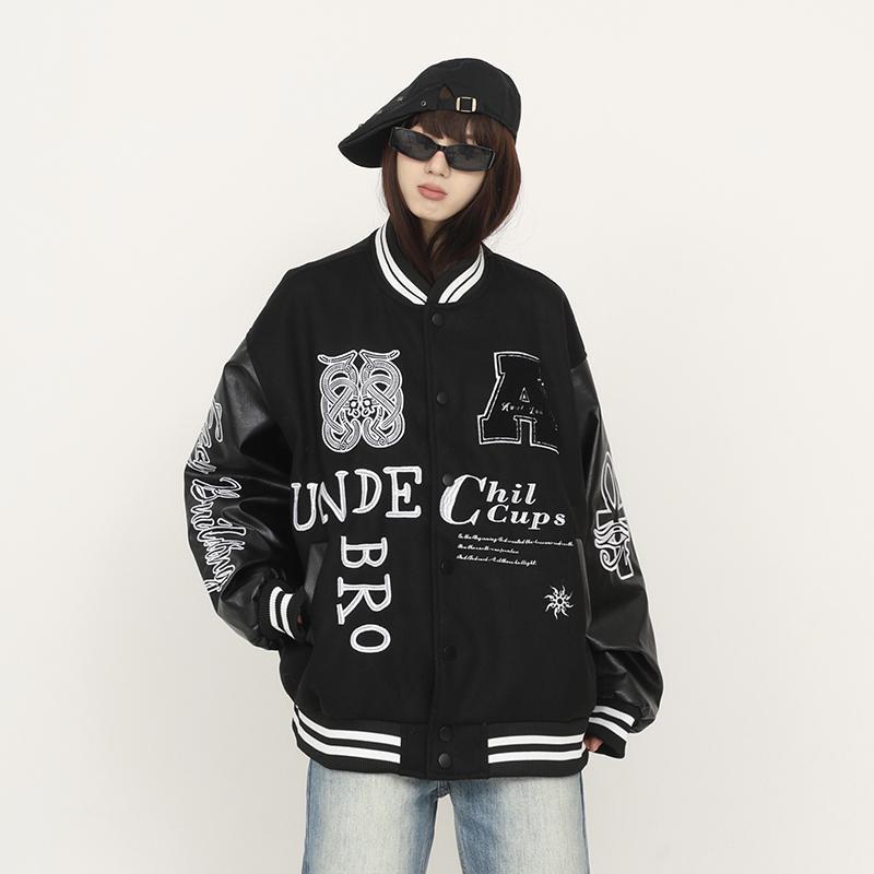 

Shuji Unisex Color Block Embroidered Baseball Jacket 2XL чёрный