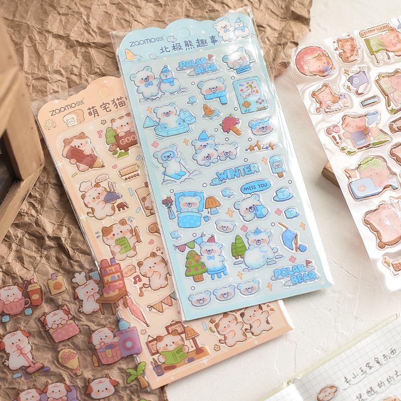 Sevimli Çizgi Film Tavşan 3D Kabartmalı Çıkartma Telefon Kılıfı Kırtasiye Şeffaf Reçine Dekorasyon Eğlenceli Çocuk Karalama Defteri Günlük Çıkartmaları