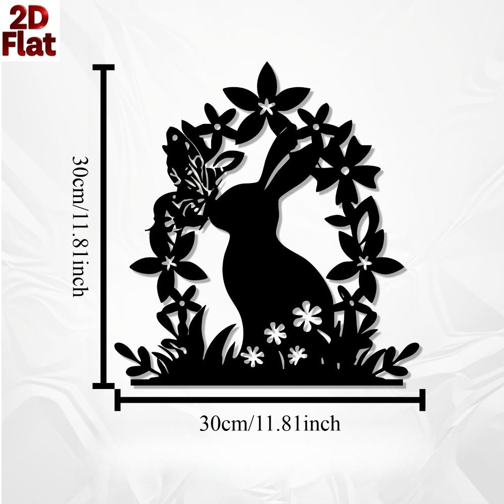 

1pc Modern Bunny Butterfly Metal Wall Art, Iron Sculpture Garden Fence Decor, Weatherproof Indoor Outdoor Easter Christmas Spring Ornament 12in