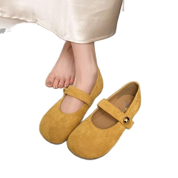 New flat-soled Birkenstocks spring and summer with skirts Doudou shoes retro soft-soled Mary Jane single shoes