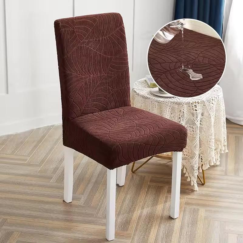 

Водонепроницаемый чехол на обеденный стул с высокой спинкой, эластичный жаккардовый, для кухни, отеля - Чехлы на сиденья для столовой 1PC темный кофе