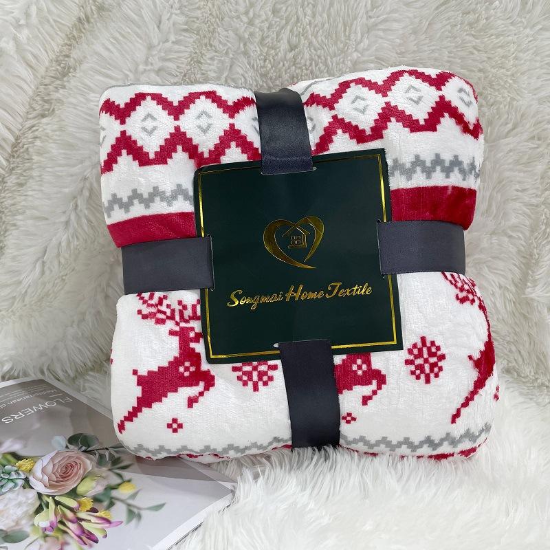 Blanket Double Layer Facecloth Blanket Thickened Sherpa Lamb Flannel Sofa Cover Blanket Christmas Winter Fuzzy Thick Warm Soft Throw Sofa Decoration