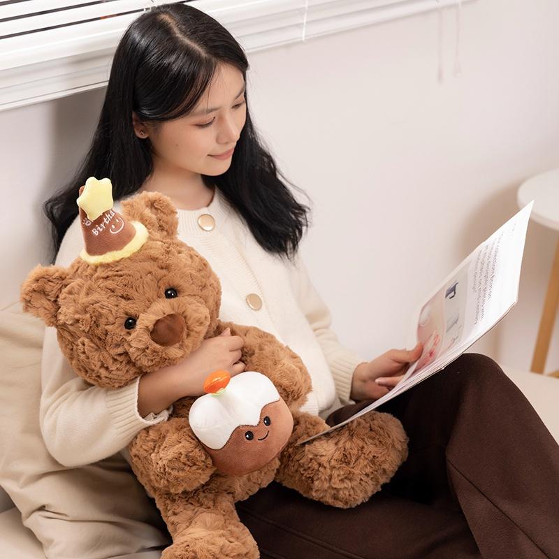 New Birthday Cake Bear Doll Lucky Ornaments Stuffed Toy for Party Favor Living Room Bedroom New Year Gift Anniversary Gifts