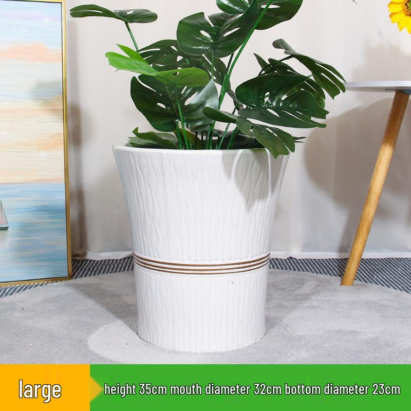 Large Light Luxury Ceramic Flower Pot for Floor or Table, XL Diameter, Album Style for Green Plants & Silk Flowers