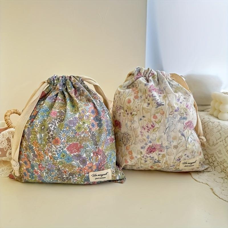 Embroidered Bow Drawstring Bag, Multipurpose Storage Box, Portable Travel and Household Dust Bag, Mom and Diaper Bag