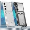 Card Slot Bag Clear Case For Samsung S26 S25 Edge S24 S23 S22 S21 S20 Note 20 Ultra Plus FE A56 A36 A26 A16 A06 Plating Cover