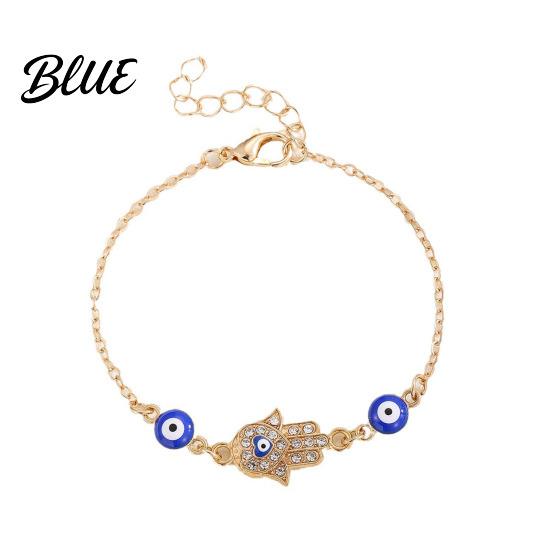 Mediterranean Good Luck Bracelet Evil Eye Hand of Fatima Women