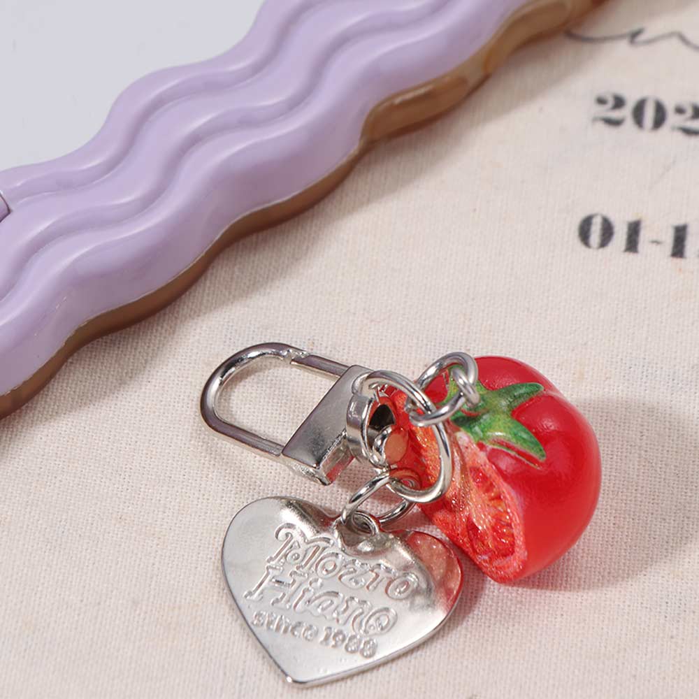 Vibrant Colors Fruit Key Chain Realistic 3D Resin Key Ring Tomato Bag Charm Backpack Decor