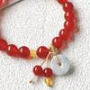 Qian Jing Wan Ma Natural Red Agate Jade Beaded Women's Bracelet