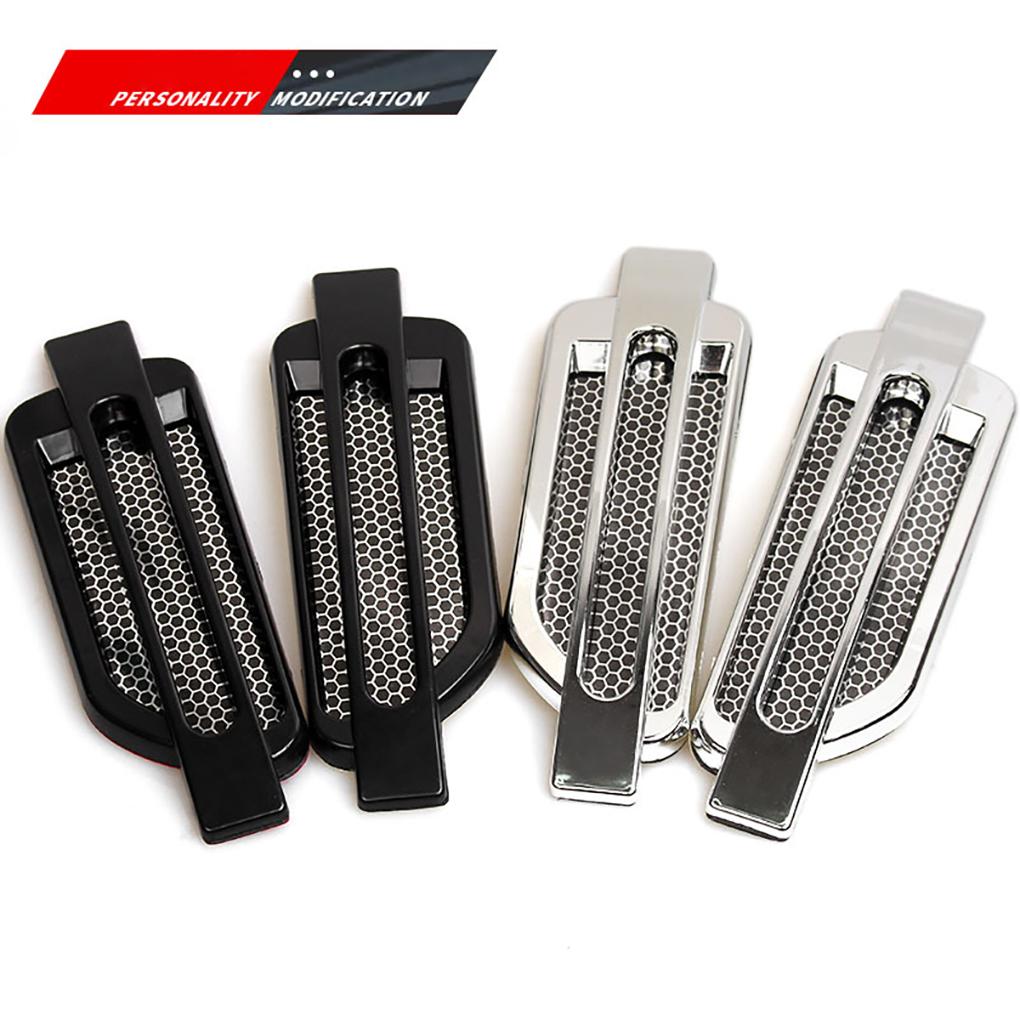 1 Pair Car Side Ulation Plastic Vent Stickers Bonnet Cover Self-adhesive Air Intake Decoration Automobile