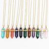 Crystal Agate Hexagonal Pendant Necklace with Gold Alloy Chain and Adjustable Extension