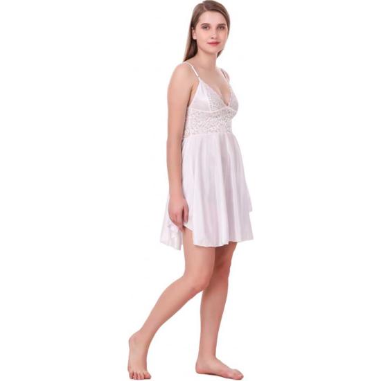 Ladysta Camicia da Notte Babydoll da Donna in Raso Tinta Unita Taglia Unica (S  M L)