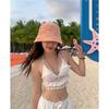 Hand woven straw hat bucket hat women's light hollow basin hat big brim sunshade sunscreen bucket hat