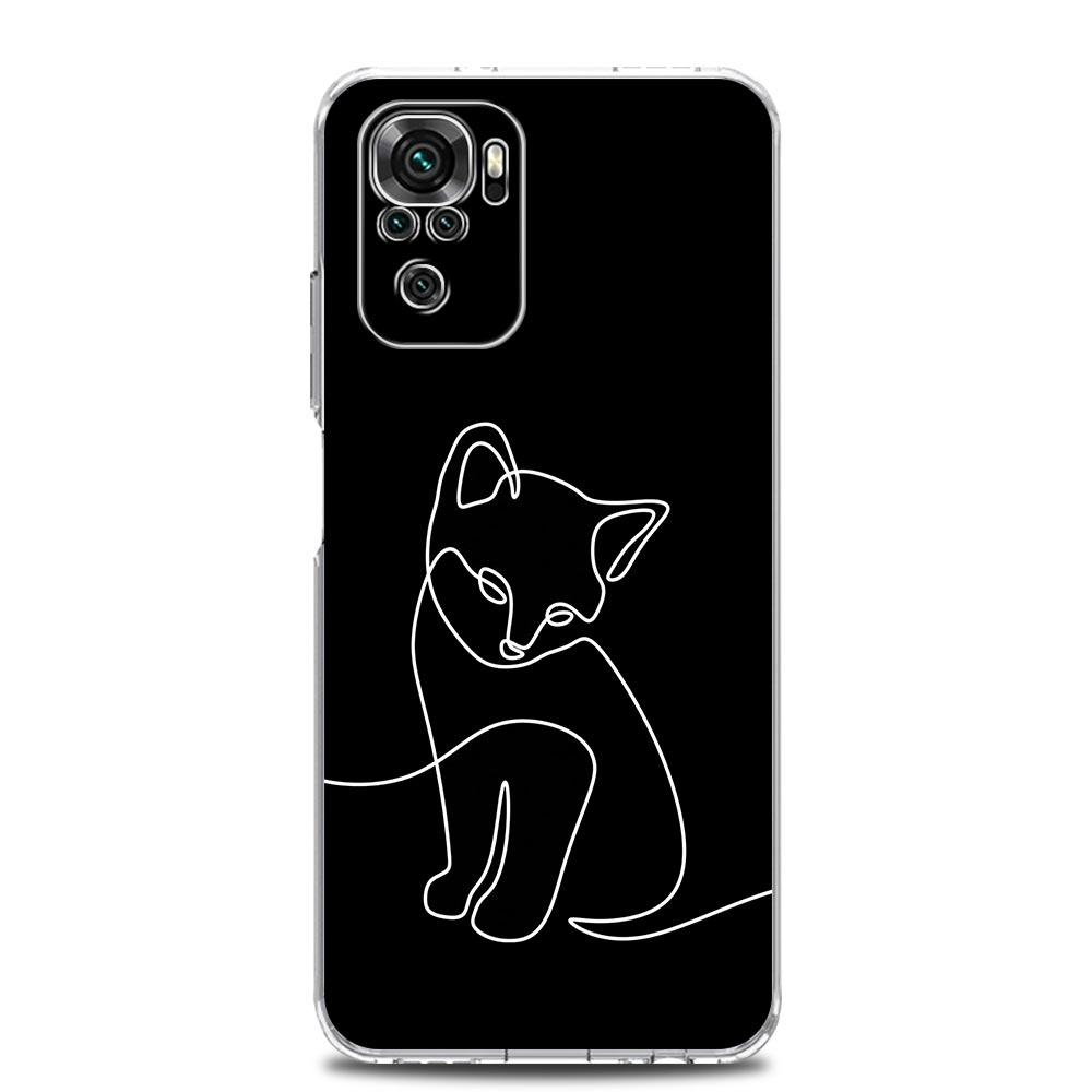 Phone Case For Xiaomi Redmi Note 15 14 13 12 4G 10 11 Pro Plus 5G 14C 13C 12C 10C Clear Soft TPU Cover Cat Line Black Cats