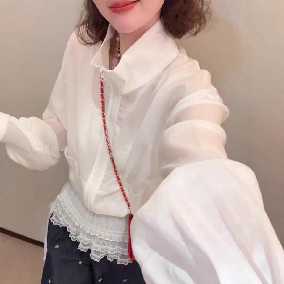 Korean-Style Stand-Up Collar Zip-Up Sun Protection Jacket for Women - 2025 Spring/Summer Cotton-Linen Collection, Slimming and Loose Fit