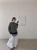 Women's Neutral Striped Sweater - Loose Fit, Warm Autumn/Winter Style