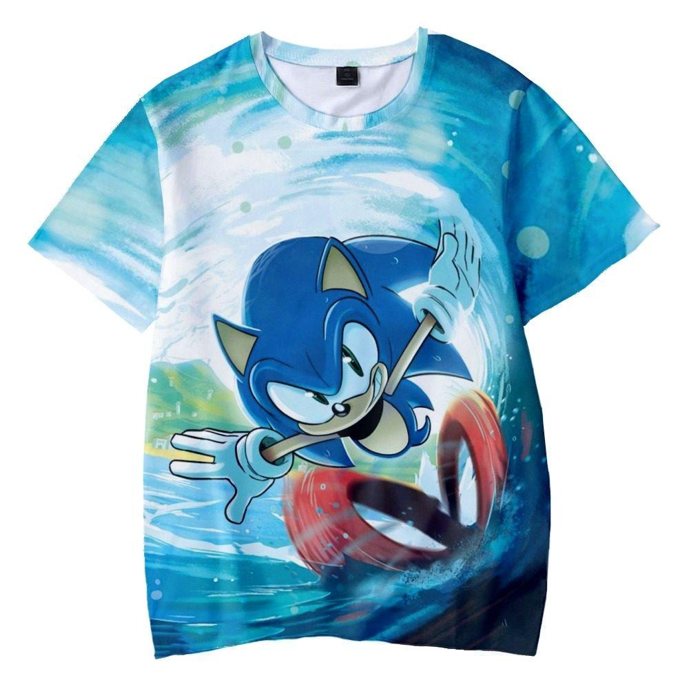 3D Clothing T-shirt, Sonic The Hedgehog Cartoon Character Printed Half-sleeved Summer Adult Children's Clothing Short Sleeved