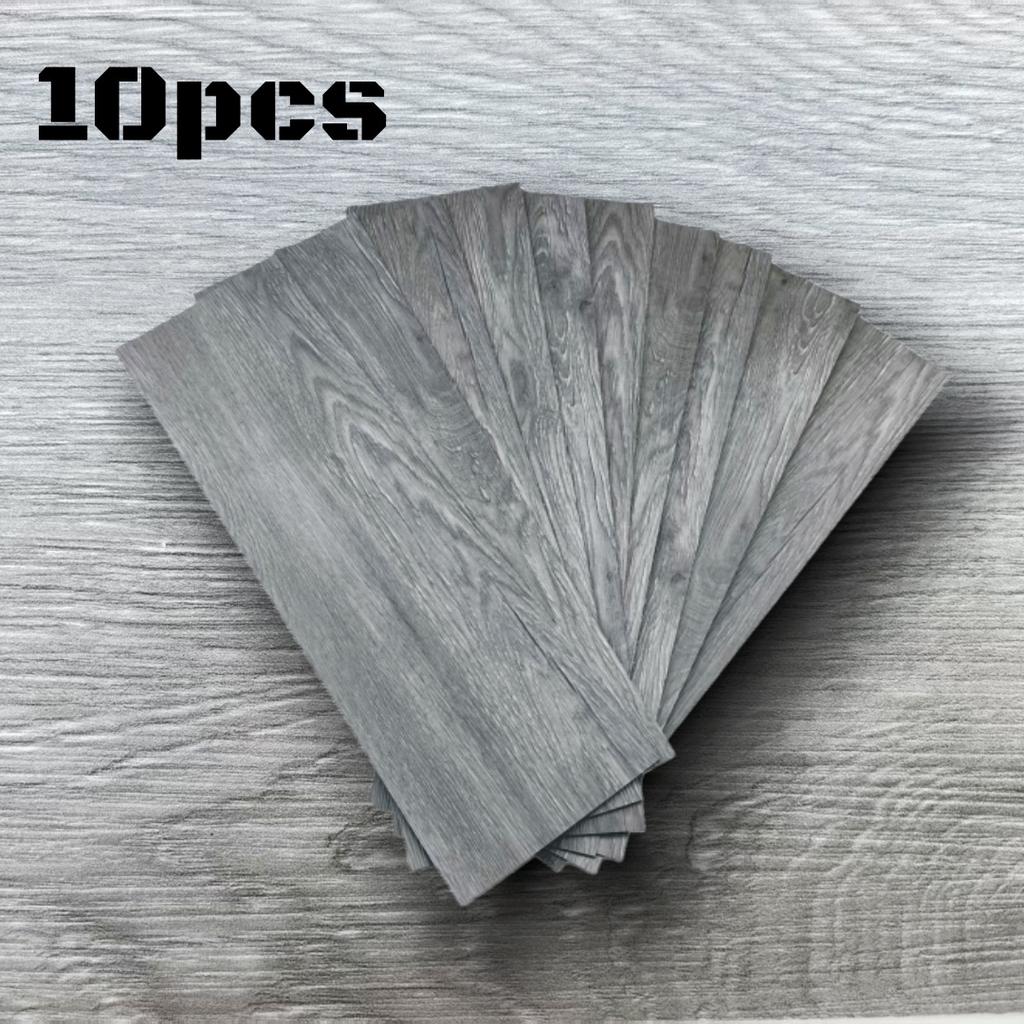 10pcs 40x15cm Floor Sticker Wall Sticker Modern Self-adhesive Thick PVC Wood Grain Floor Sticker Living Room Bedroom Decoration