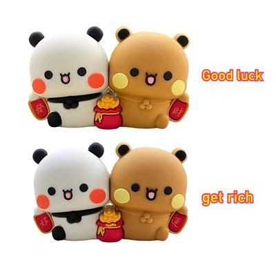 Figurines Mignonnes Bubu et Dudu Décorations Bonne Chance Devenir Riche Ours Panda Yier Accessoires Décoration Maison Ornements Kawaii pour Voiture Intérieur
